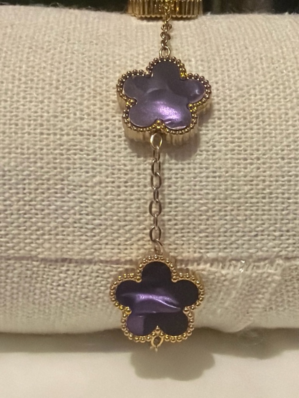 Gold-Tone Purple Flower Link Bracelet - Women Jewelry